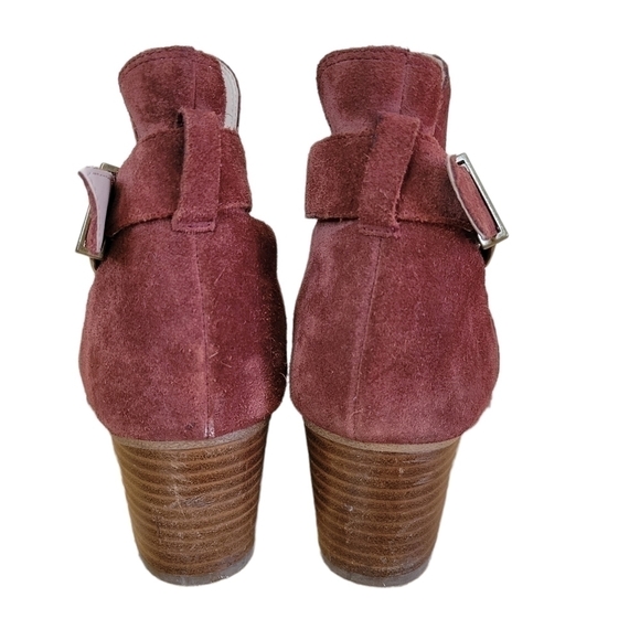 SOLE Society Suede Ankle Heeled Boot With Buckle Olive Red Size 9.5 - Picture 7 of 8